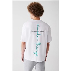 Avva Erkek Beyaz Oversize %100 Pamuk Bisiklet Yaka Arkası Baskılı Oversize T-shirt A31y1179 A31Y1179