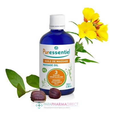 Puressentiel Huile de Massage aux 3 Huiles Végétales BIO 100 ml