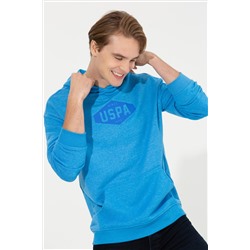 Erkek Kobalt Melanj Kapüşonlu Sweatshirt