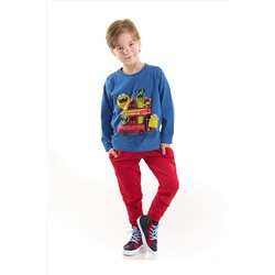 Denokids Monster Tours Erkek Çocuk Mavi T-shirt Cepli Pantolon Takım CFF-22S1-101