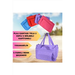 Seryat Ser&yat Mor Plaj Çantası Tela 2 Cepli 2 Bölmeli Kapitoneli PC-00