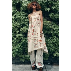 ZW COLLECTION ASYMMETRIC FLORAL EMBROIDERED DRESS