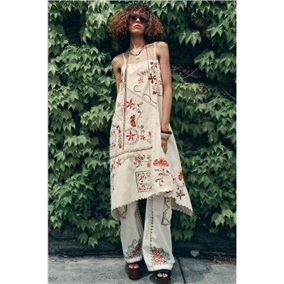 ZW COLLECTION ASYMMETRIC FLORAL EMBROIDERED DRESS
