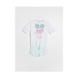 Zweiteiliges Pyjama-Set mit Druck und Applikation