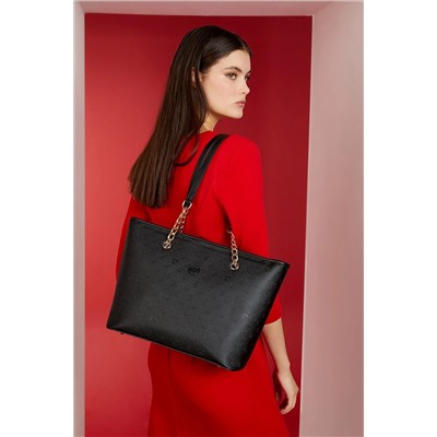 Pierre Cardin Print Yeni Siyah Kadın Omuz Çantası 05PO22Y1546