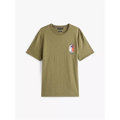 Palm Tree Logo Slub Cotton T-Shirt