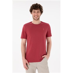 Erkek Regular Fit Bisiklet Yaka Vişne Basic Tişört