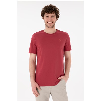 Erkek Regular Fit Bisiklet Yaka Vişne Basic Tişört