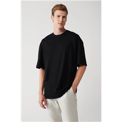 Avva, Erkek Siyah Bisiklet Yaka %100 Pamuk T-shirt B001085
