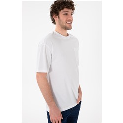 Erkek Comfort Fit Bisiklet Yaka Beyaz Tişört