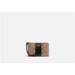 Corner Zip Wristlet In Signature Canvas