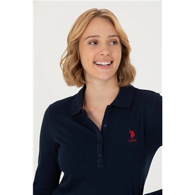 Kadın Lacivert Basic Polo Yaka Sweatshirt