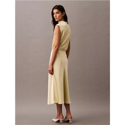 Matte Satin Midi Skirt