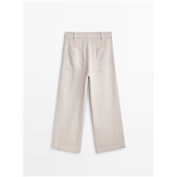 Pantalón ancho cropped mezcla algodón