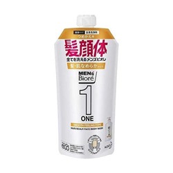 KAO Men's Biore ONE Мужской гель для тела и волос Гладкость сменка 340мл