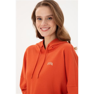 Kadın Kiremit Kapüşonlu Basic Sweatshirt