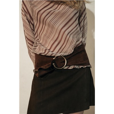 STRIPED DRAPED BLOUSE - ZW COLLECTION