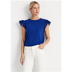 Lauren Cotton Ruffle-Sleeve Tee