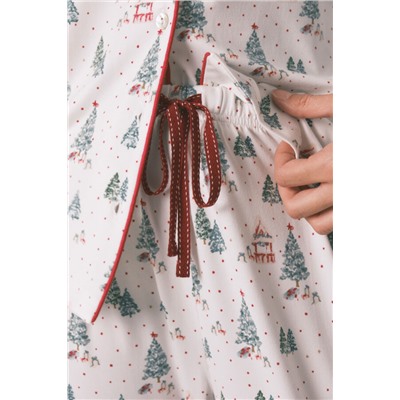 Pijama camisero largo estampado navidad blanco