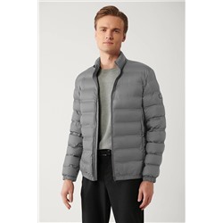 Avva Erkek Açık Gri Dik Yaka Su İtici Rüzgar Geçirmez Hafif Comfort Fit Rahat Kesim Şişme Mont E006019