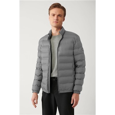 Avva Erkek Açık Gri Dik Yaka Su İtici Rüzgar Geçirmez Hafif Comfort Fit Rahat Kesim Şişme Mont E006019
