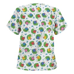 UA I Feel Pretty White Print Scrub Top