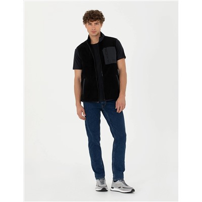 Siyah Regular Fit Polar Yelek
