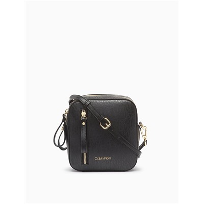 ELAINE TEXTURED GRAIN ZIP CAMERA CROSSBODY BAG