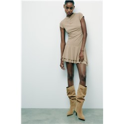 SPLIT SUEDE HEELED BOOTS