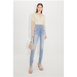 Vaquero skinny fit de tiro alto Azul