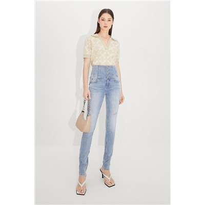 Vaquero skinny fit de tiro alto Azul