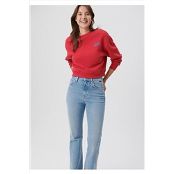 Mavi Logo Baskılı Kırmızı Crop Sweatshirt 1611601-70936