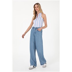 Kadın Açık Mavi Loose Fit Jean Pantolon