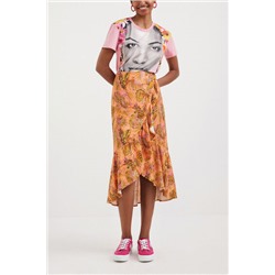 Falda de volantes tropical