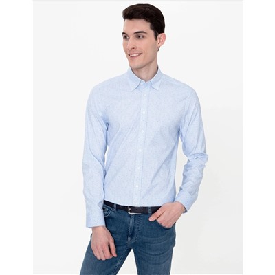 Açık Mavi Slim Fit Uzun Kollu Gömlek