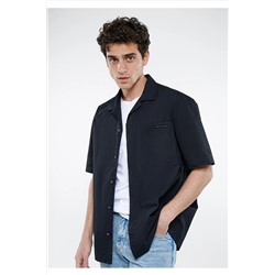 Mavi Siyah Gömlek Loose Fit / Bol Rahat Kesim 0210689-900