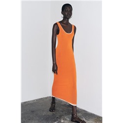 DOUBLE LAYER TRIM KNIT MAXI DRESS