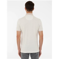 Bej Slim Fit Baskılı Polo Yaka Tişört