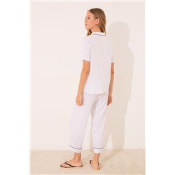Pijama camisero Capri lunares blanco