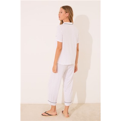 Pijama camisero Capri lunares blanco