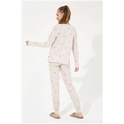 Kadın Bej Melanj Pijama Takımı