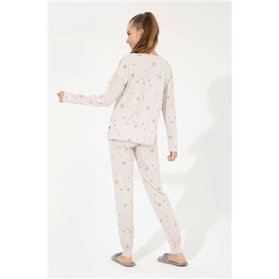 Kadın Bej Melanj Pijama Takımı