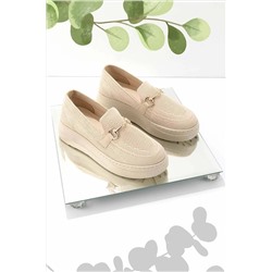 Bambi Bej Triko Kadın Loafer Ayakkabı K01320425182