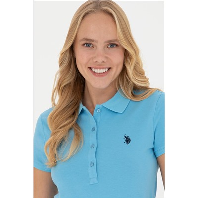 Kadın Turkuaz Basic Polo Yaka Tişört