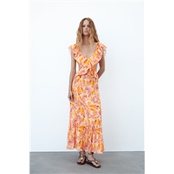 RUFFLED MIDI DRESS