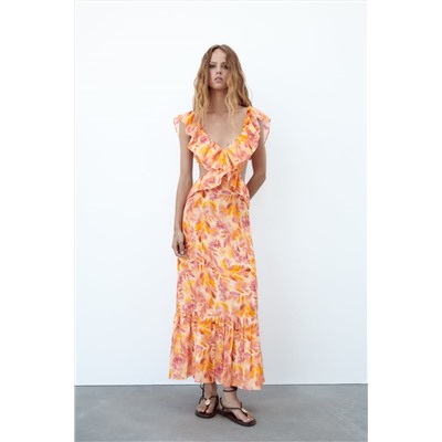 RUFFLED MIDI DRESS