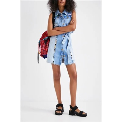 Vestido corto denim patch