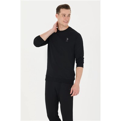 Erkek Siyah Basic Sweatshirt