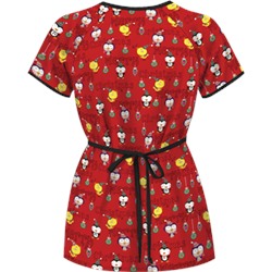 UA Christmas Chicks Red Mock Wrap Scrub Top