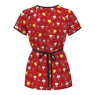 UA Christmas Chicks Red Mock Wrap Scrub Top